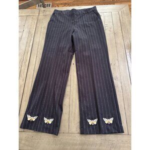 VILAGALLO embroidered bee carole pinstripe trouser pants size 40 / 6